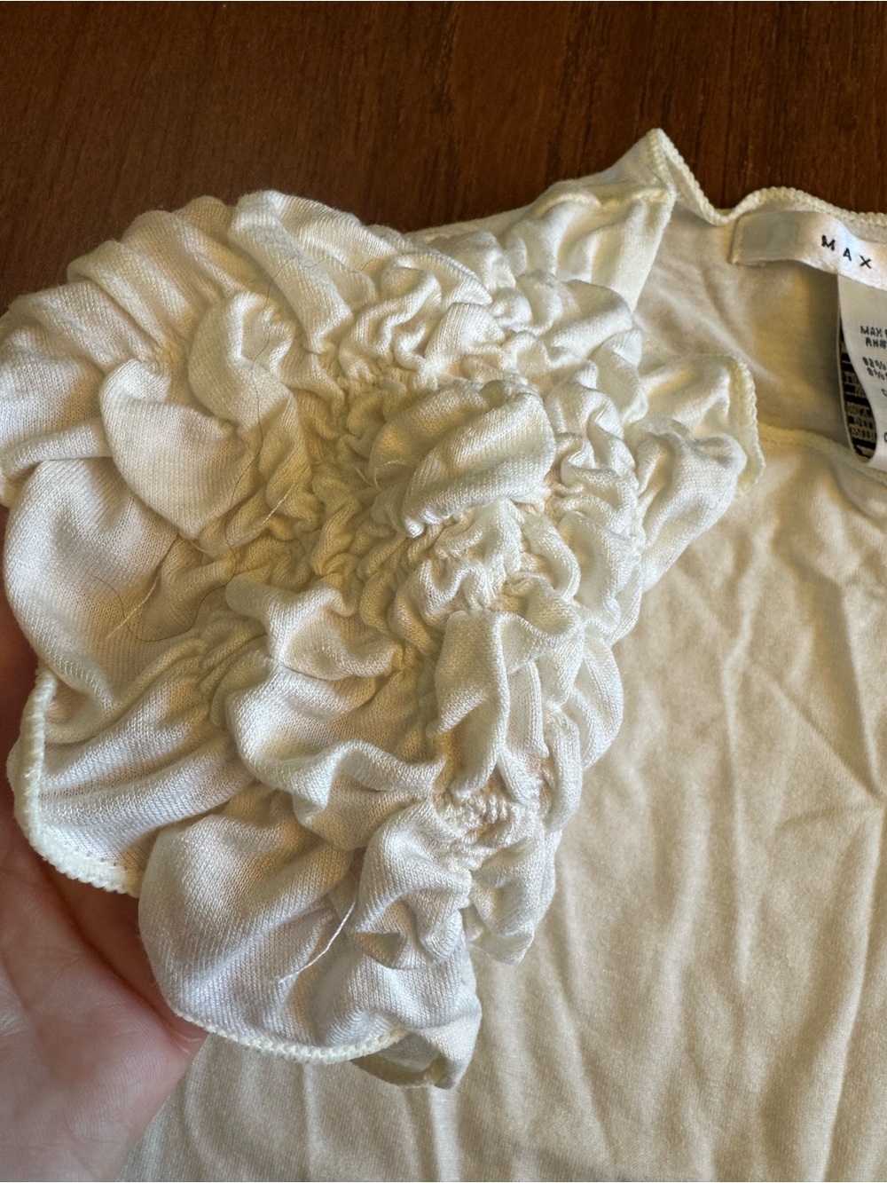 Max Studio Ivory Short-Sleeve Ruffle Shoulder Top - Picture 3 of 6